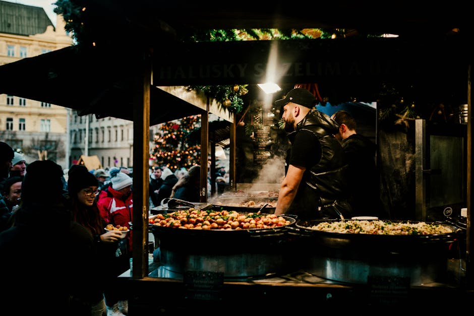 Street food stalls on Ząbkowska in Praga