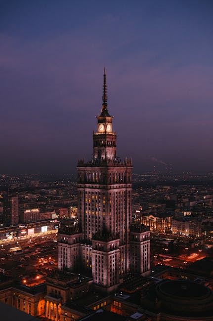 Aussichtsplattform des Palastes der Kultur bei Sonnenuntergang