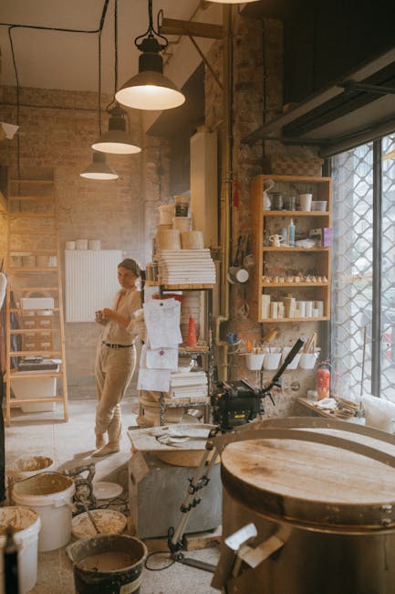Interieur van een pottenbakatelier in Carouge