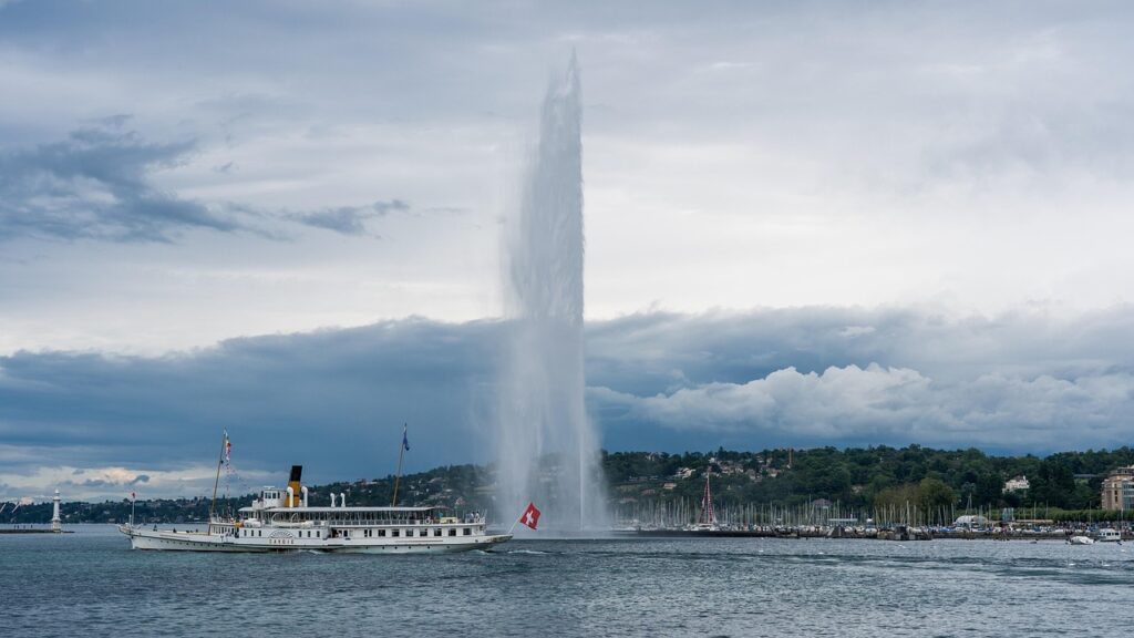Display met Geneva Pass bij het toeristenkantoor