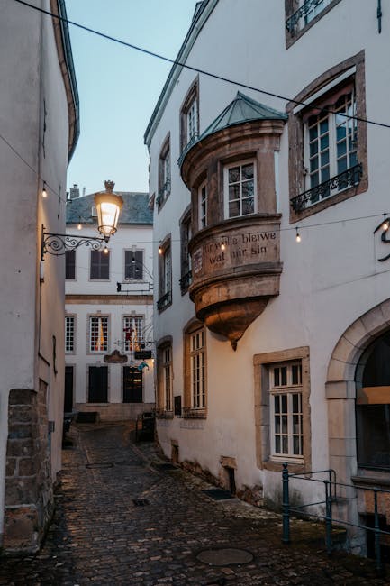 Old Town narrow cobbled street at dusk