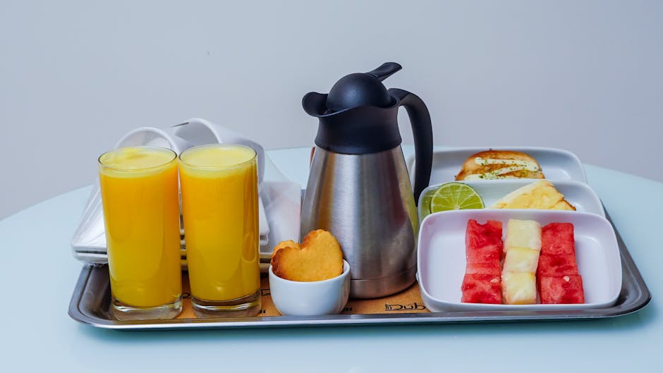 Breakfast tray with coffee and pastries