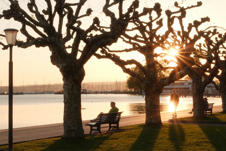 wandelaars langs de waterfront promenades van Zürich