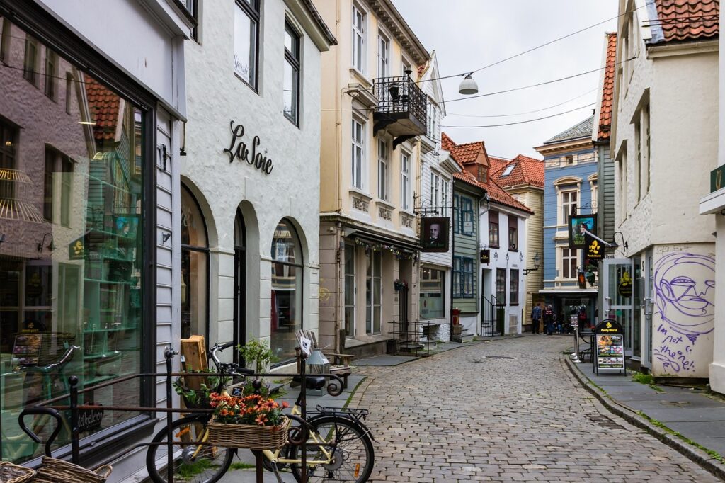oude binnenstad van Zürich met kasseien
