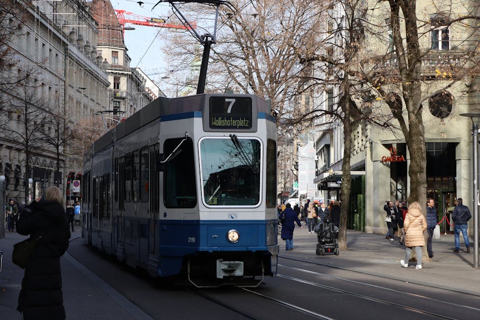 Tramwaj na Bahnhofstrasse w ciągu dnia
