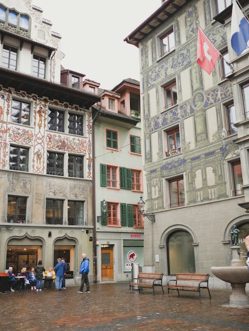 Cobbled street in Lucerne's Old Town near Chapel Bridge
