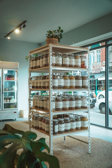 Shelves in an organic shop