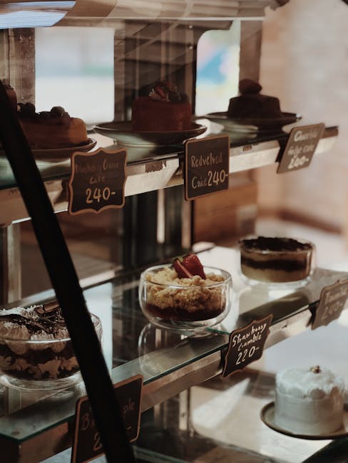 Pastry display with gluten-free cakes at Confiserie Bachmann