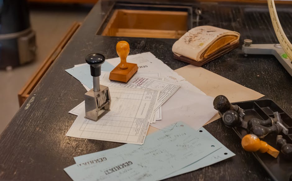 Customs officer stamping a document in the Alpenquai 6 office in Lucerne